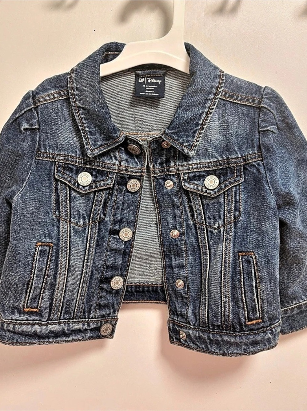 Gap Disney Minnie Mouse Denim Jacket Girls 18-24M Blue Denim Jacket Like New